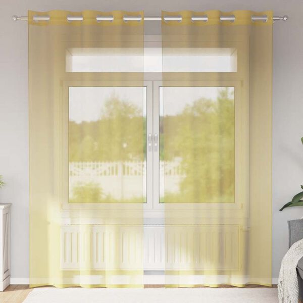vidaXL Rideaux en voile avec œillets 2 pcs jaune
