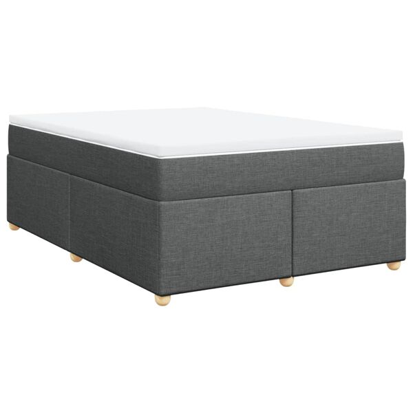 vidaXL Sommier à lattes de lit avec matelas Gris foncé 160x200cm Tissu