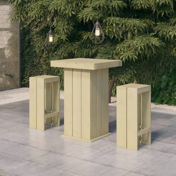 vidaXL Meubles de bar de jardin 3 pcs Bois de pin impr&eacute;gn&eacute;