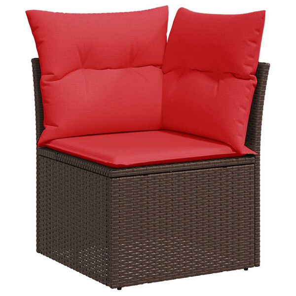 vidaXL Salon de jardin 10 pcs et coussins marron résine tressée acacia
