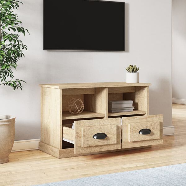 vidaXL Meuble TV ch&ecirc;ne sonoma 80x35x50 cm bois d'ing&eacute;nierie