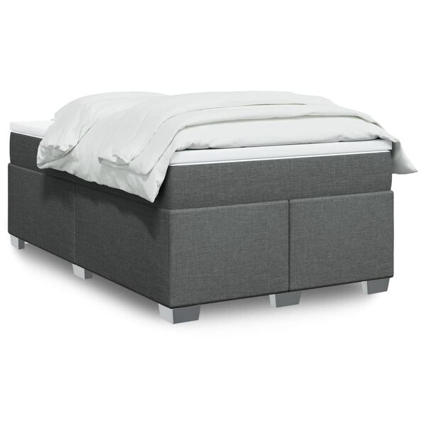 vidaXL Sommier &agrave; lattes de lit avec matelas gris fonc&eacute; 120x190cm tissu