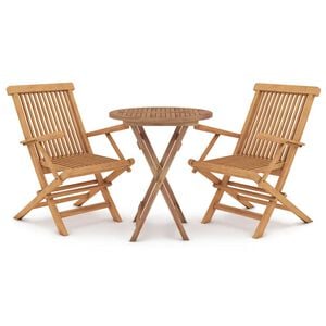 vidaXL Ensemble &agrave; manger de jardin 3 pcs Bois de teck massif