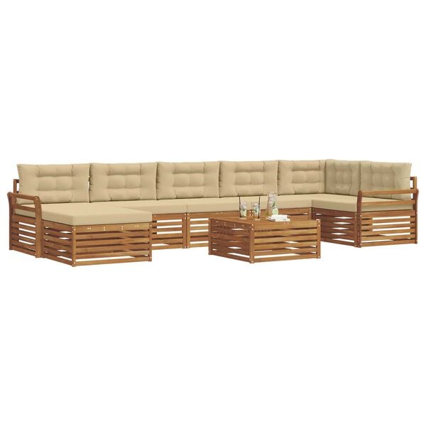 vidaXL Ensemble de canap&eacute;s d'ext&eacute;rieur 8 pcs Naturel et Beige