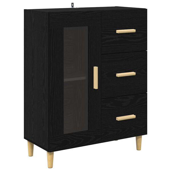 vidaXL Buffet Ch&ecirc;ne noir 69,5 x 34 x 90 cm Bois d'ing&eacute;nierie