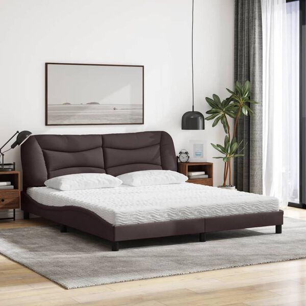 vidaXL Lit avec matelas Hvar marron fonc&eacute; 180x200 cm tissu