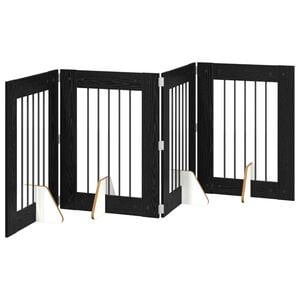 vidaXL Porte de chien pliable avec supports 4 pc Ch&ecirc;ne noir 241 cm