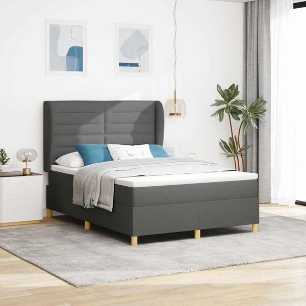 vidaXL Lit &agrave; ressorts avec matelas gris fonc&eacute; 90x190 cm Gris fonc&eacute;