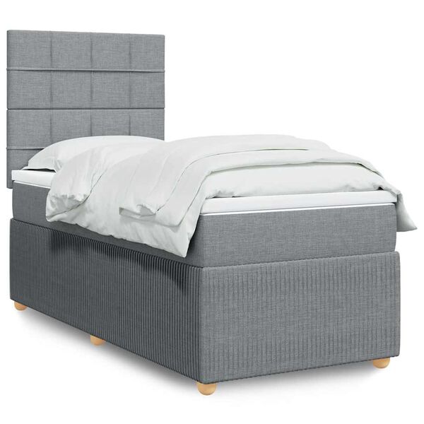 vidaXL Sommier &agrave; lattes de lit avec matelas Gris clair 100x200cm Tissu