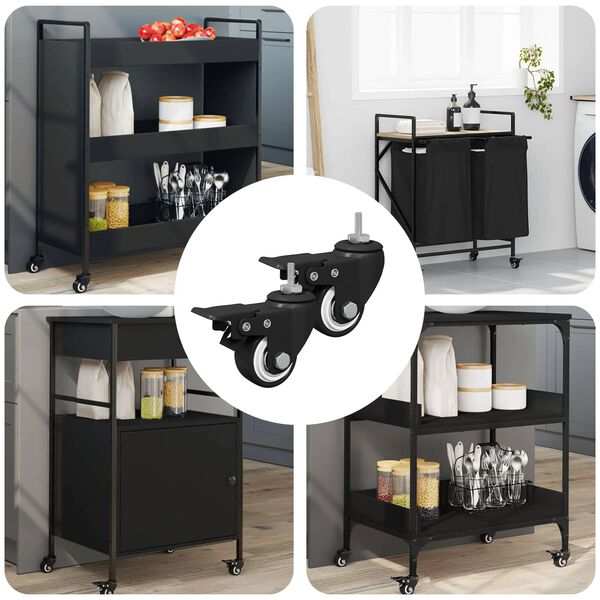 vidaXL Roulettes 2 pcs Noir M6 x 37 mm Fer et nylon