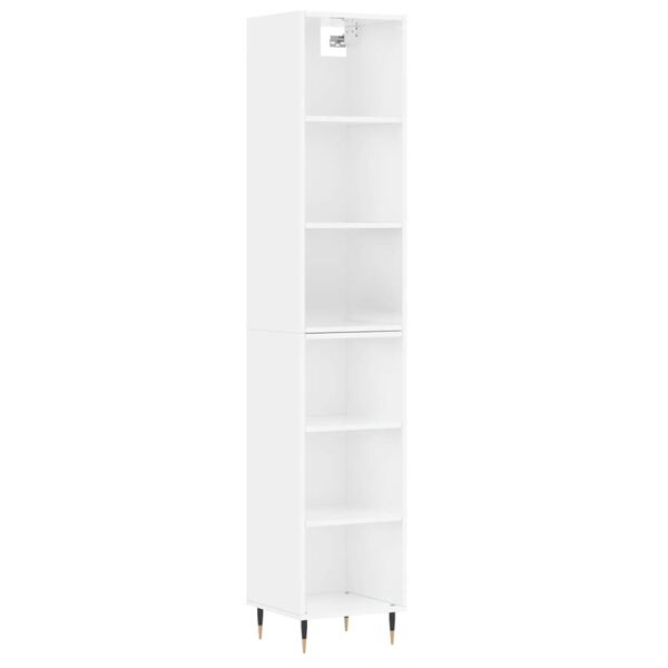vidaXL Buffet haut Blanc brillant 34,5x32,5x180 cm Bois d'ing&eacute;nierie