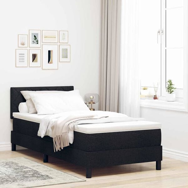 vidaXL Lit à ressorts avec matelas Noir 90 x 190 cm tissu
