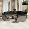 vidaXL Salon de jardin avec coussins 13 pcs gris r&eacute;sine tress&eacute;e