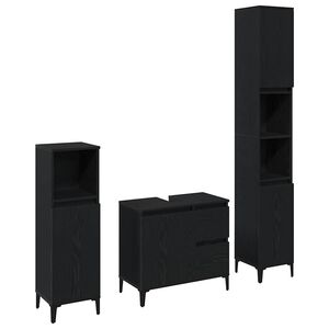 vidaXL Ensemble de mobilier de salle de bain 3 pcs Ch&ecirc;ne noir