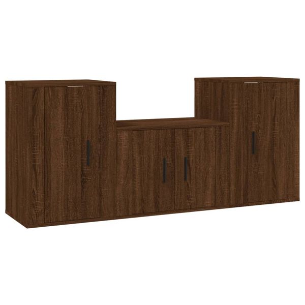 vidaXL Ensemble de meubles TV 3 pcs Ch&ecirc;ne marron Bois d'ing&eacute;nierie
