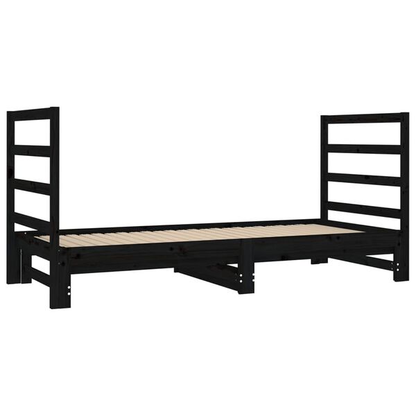 vidaXL Lit coulissant sans matelas noir 2x(90x190) cm