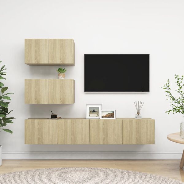 vidaXL Ensemble de meubles TV 4 pcs Chêne sonoma Bois d'ingénierie