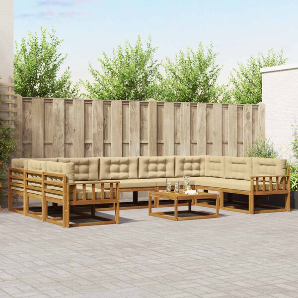 vidaXL Ensemble de canap&eacute;s d'ext&eacute;rieur 10 pcs Naturel et Beige