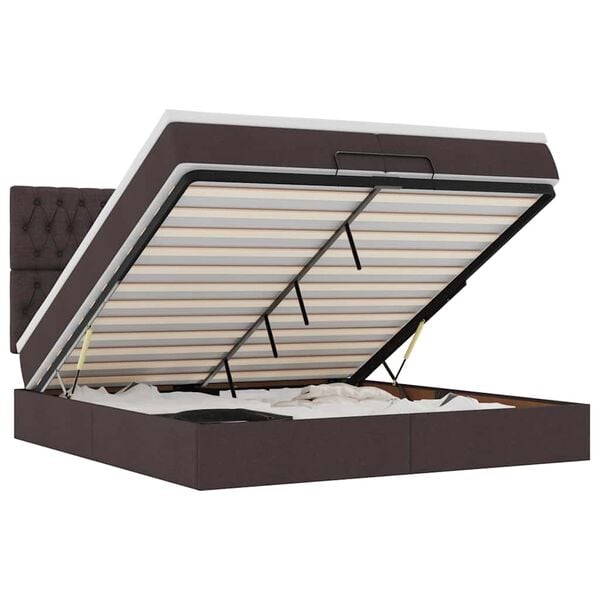 VidaXL Cadre de lit ottoman avec matelas marron fonc&eacute; 200x200 cm tissu