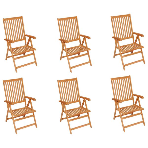 vidaXL Chaises de jardin lot de 6 et coussins anthracite Bois de teck