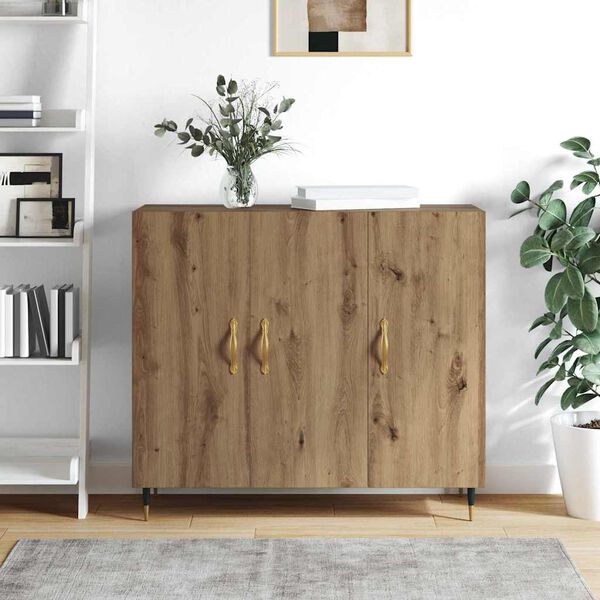 vidaXL Buffet Ch&ecirc;ne artisanal 90 x 34 x 80 cm Bois d'ing&eacute;nierie