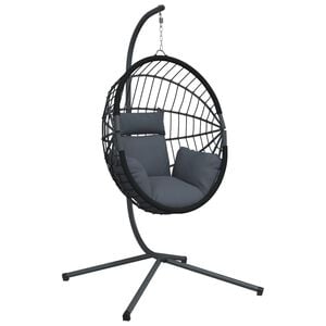 vidaXL Chaise suspendue en forme d'&oelig;uf avec support anthracite