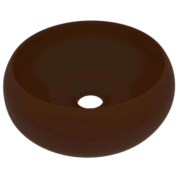 vidaXL Lavabo rond de luxe Marron fonc&eacute; mat 40x15 cm C&eacute;ramique