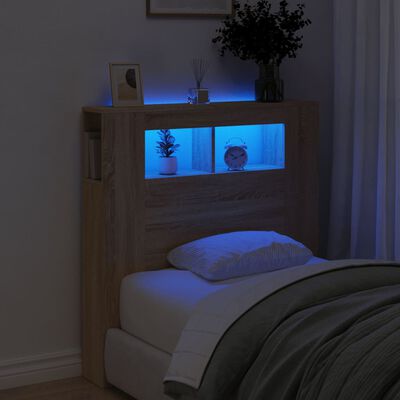 vidaXL Tête de lit à LED chêne sonoma 100x18,5x103,5cm bois ingénierie