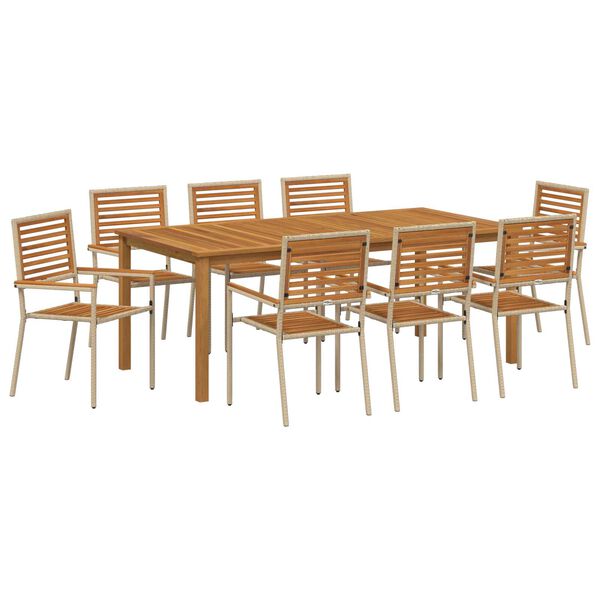 vidaXL Ensemble de salle &agrave; manger pour jardin 9 pcs Beige