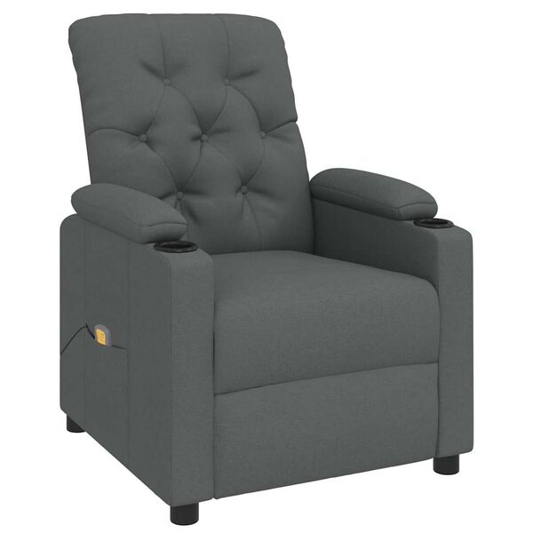 vidaXL Fauteuil de massage Gris foncé Tissu
