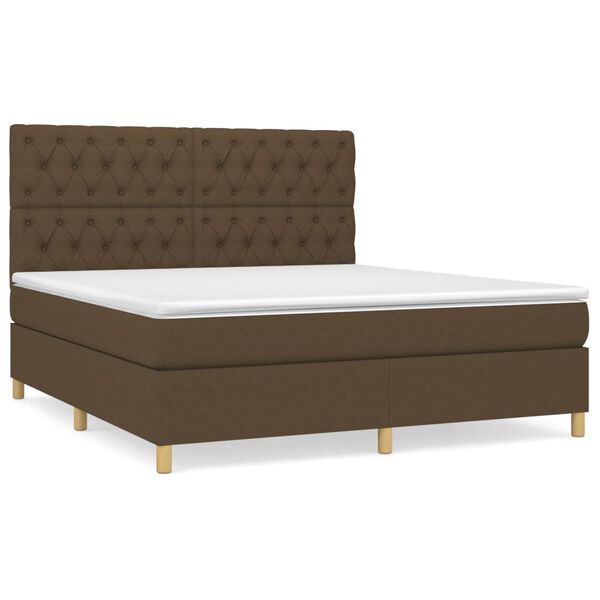 vidaXL Sommier &agrave; lattes de lit avec matelas Marron fonc&eacute; 160x200 cm
