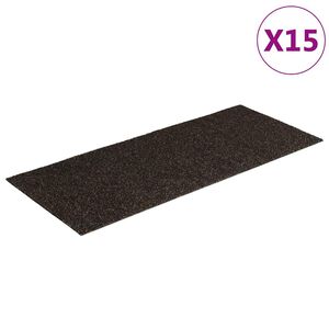 vidaXL Tapis d'escalier autocollants 15 pi&egrave;ces 60 x 25 cm Marron fonc&eacute; Rectangulaire