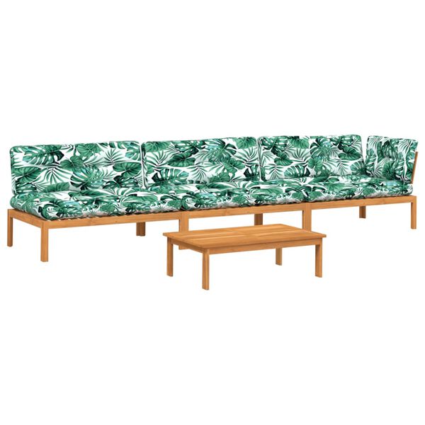 vidaXL Salon palette de jardin avec coussins 4pcs bois d'acacia massif