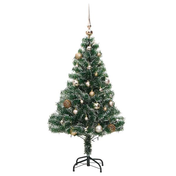 vidaXL Sapin de No&euml;l artificiel 150 LED&boules&neige floqu&eacute;e 120 cm