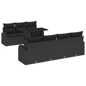 vidaXL Ensemble de canap&eacute; de jardin avec coussin 8 pcs Noir Poly rotin