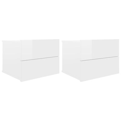 vidaXL Tables de chevet 2pcs Blanc brillant 40x30x30cm Bois ingénierie