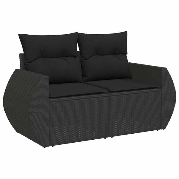 vidaXL Salon de jardin 10 pcs avec coussins noir r&eacute;sine tress&eacute;e