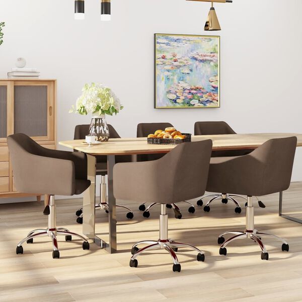 vidaXL Chaises pivotantes &agrave; manger lot de 6 marron tissu