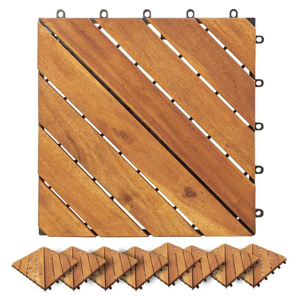 vidaXL Carreau de terrasse 10 pcs Marron 30 x 30 cm Bois d'acacia