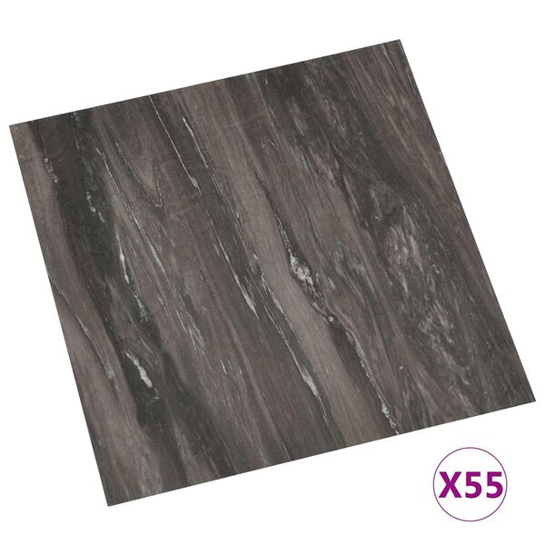 vidaXL Planches de sol 55 pcs Gris fonc&eacute; 5,11 m&sup2; PVC