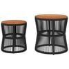vidaXL Tables d'appoint de jardin 2 pcs dessus en bois noir poly rotin