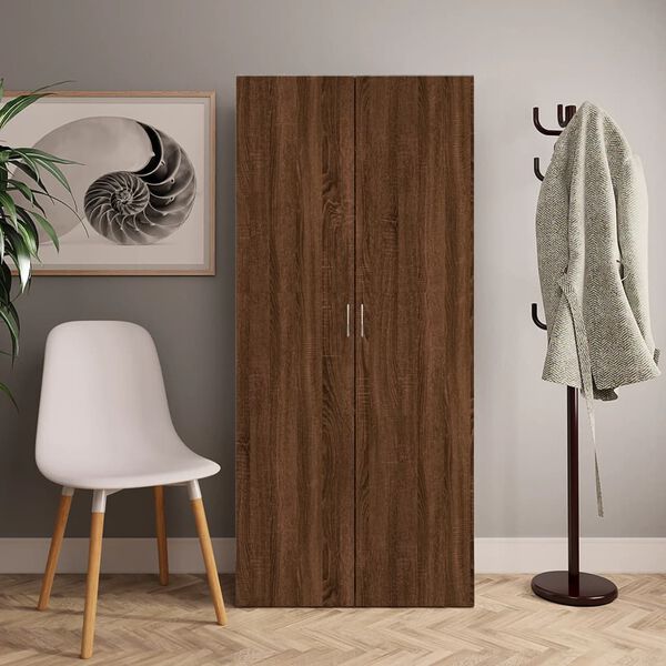 vidaXL Armoire &agrave; chaussures Ch&ecirc;ne marron 80x35,5x180cm Bois ing&eacute;nierie