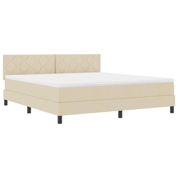 vidaXL Lit &agrave; ressorts avec matelas Cr&egrave;me 180 x 200 cm tissu