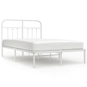 vidaXL Cadre de lit m&eacute;tal sans matelas et t&ecirc;te de lit blanc 120x190 cm