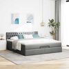 vidaXL Lit ottoman avec matelas et LED Gris fonc&eacute; 180x200 cm tissu