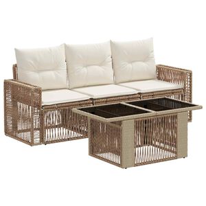 vidaXL Ensemble de canap&eacute; de jardin 4 pc Beige et blanc cr&egrave;me