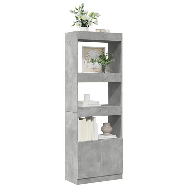 vidaXL Buffet haut 63x33x180 cm gris b&eacute;ton bois d'ing&eacute;nierie