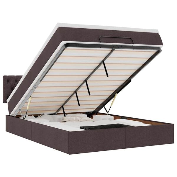 VidaXL Cadre de lit ottoman avec matelas marron fonc&eacute; 140x200 cm tissu