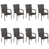vidaXL Ensemble &agrave; manger de jardin 9 pcs Marron