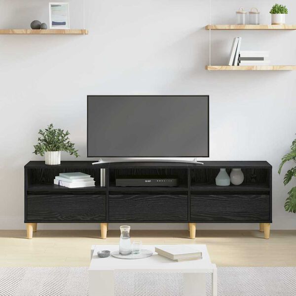 vidaXL Meuble TV Ch&ecirc;ne noir 150 x 30 x 45 cm Bois d'ing&eacute;nierie